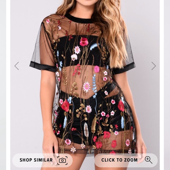 Fashion Nova Tops - FN Raining Daisies Mesh Top Black